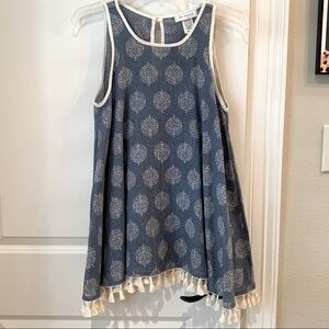 CES Femme Swing Trapeze Top Tunic with Tassels Size Medium